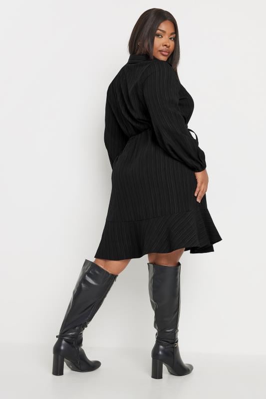 YOURS Plus Size Black Textured Stripe Shirt Dress | Yours Clothing 3