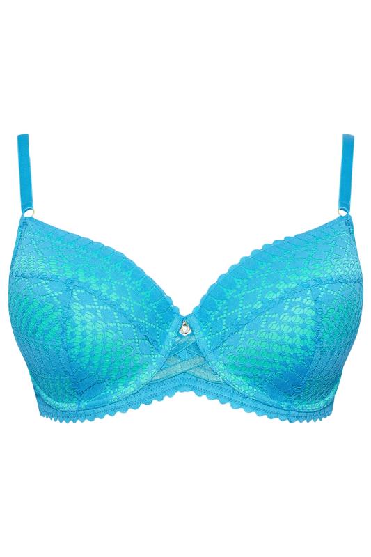 YOURS Plus Size Blue Lace Detail Padded Bra | Yours Clothing 5