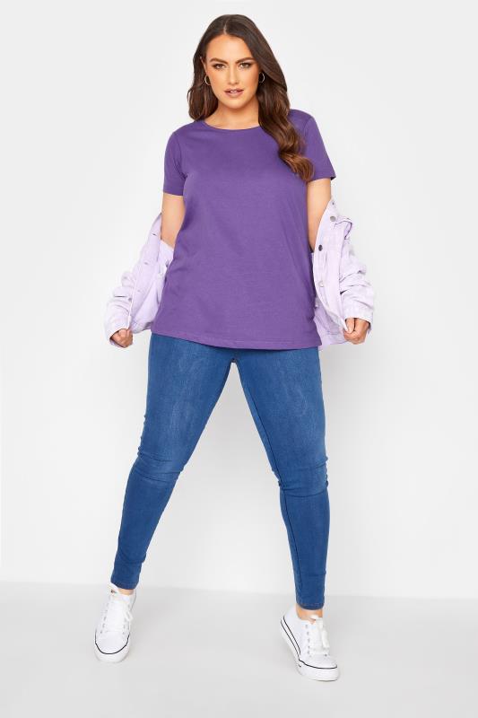 Curve Purple Short Sleeve Basic T-Shirt 2