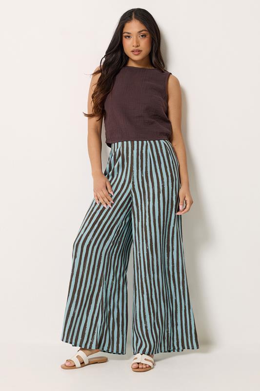  PixieGirl Petite Palazzo-Hose mit weitem Bein und braunen Streifen