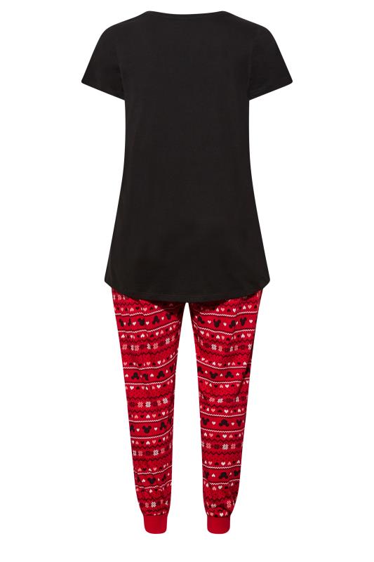 DISNEY Plus Size Red & Black Cuffed 'Love Mickey' Pyjama Set | Yours Clothing 7