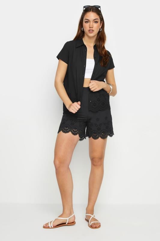  Tallas Grandes LTS Tall Black Broderie Anglaise Shorts