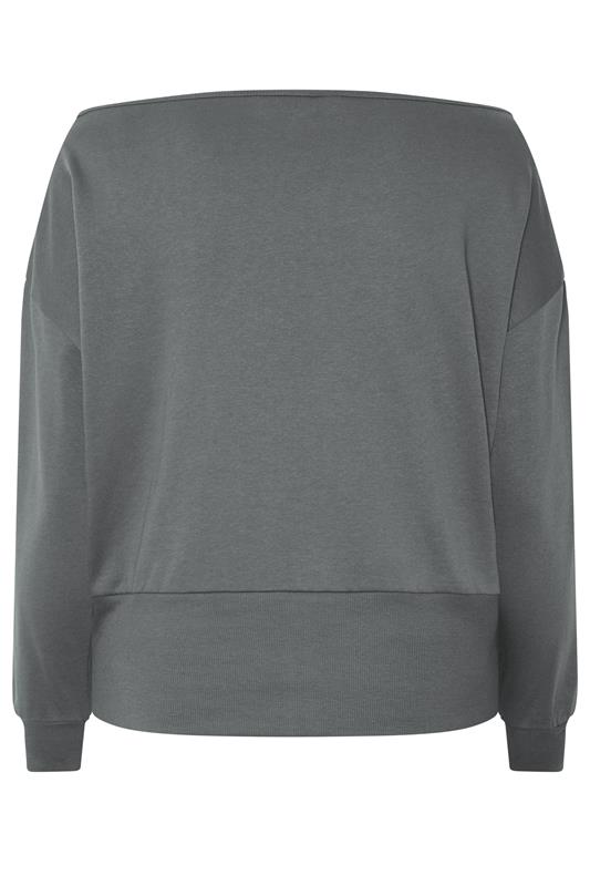 LIMITED COLLECTION Plus Size Grey Wide Neckline Sweatshirt | Yours Clothing 2
