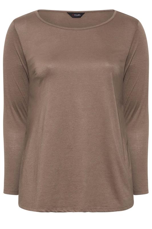 Plus Size Mocha Brown Long Sleeve T-Shirt | Yours Clothing 5
