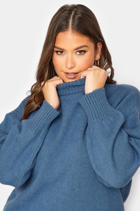 YOURS LUXURY Plus Size Blue Batwing Jumper | Yours Clothing 4