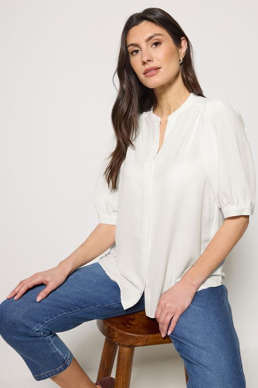  M&Co Blouse blanche à manches courtes bouffantes