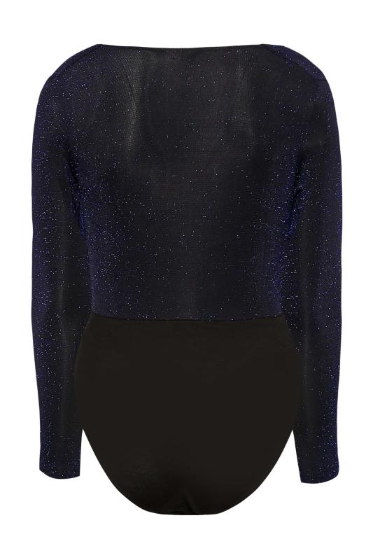 Curve Black & Cobalt Blue Long Sleeve Glitter Bodysuit 7