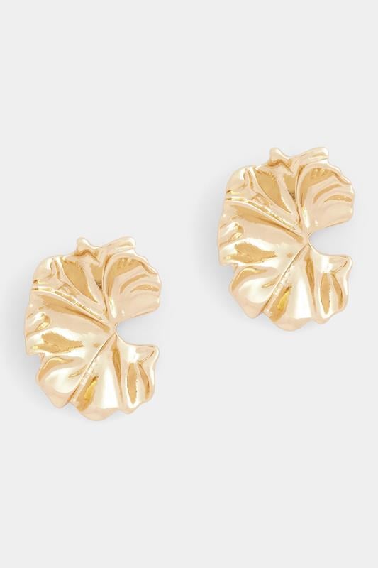  Gold Tone Molten Floral Earrings
