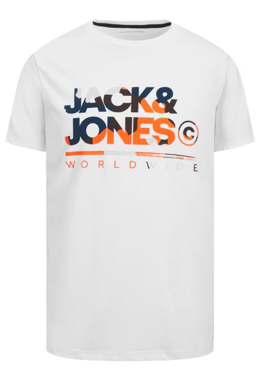 JACK & JONES Big & Tall White 'Worldwide' Crew Neck T-Shirt | BadRhino 2