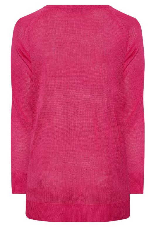 YOURS Curve Pink Fine Knit Jumper | Yours Clothing 6