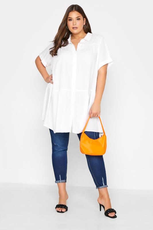 Curve White Tiered Short Sleeve Shirt 2