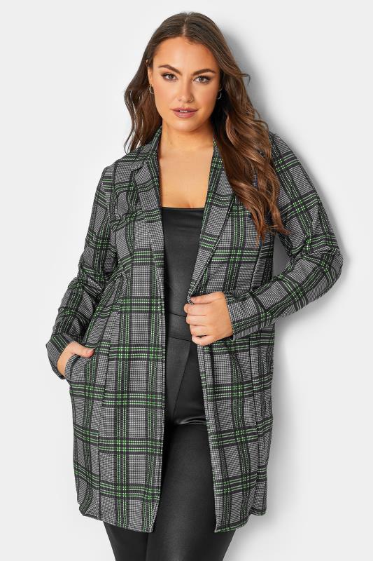 LIMITED COLLECTION Plus Size Grey & Green Check Blazer | Yours Clothing 5
