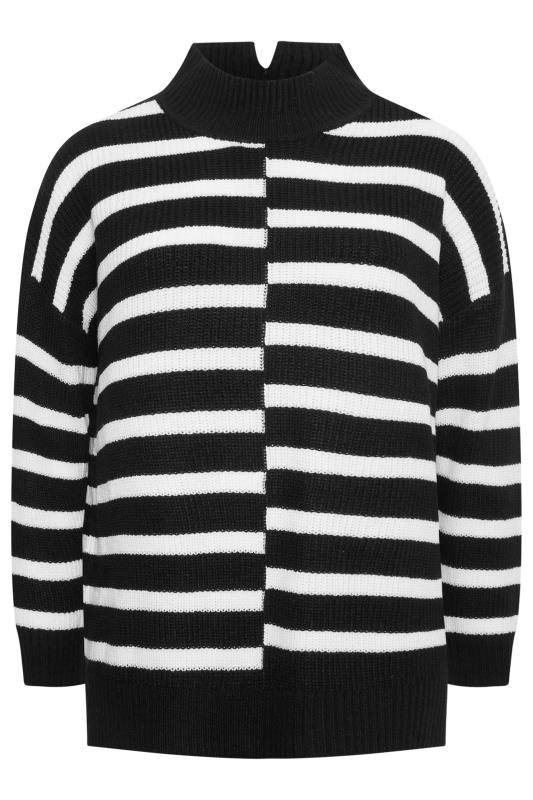 YOURS Plus Size Black Contrast Stripe Turtle Neck Jumper | Yours Clothing 5