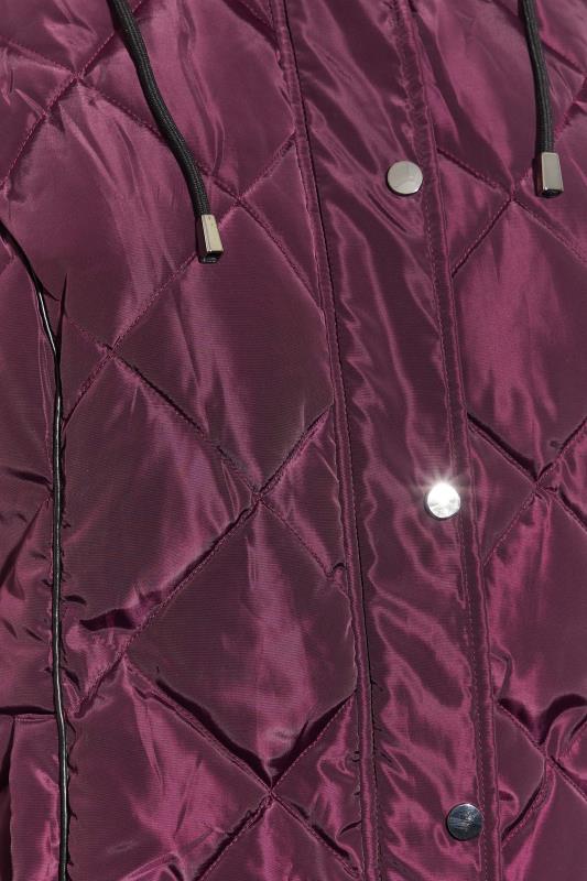 Plus Size Purple Diamond Quilted Gilet | Yours Clothing 5