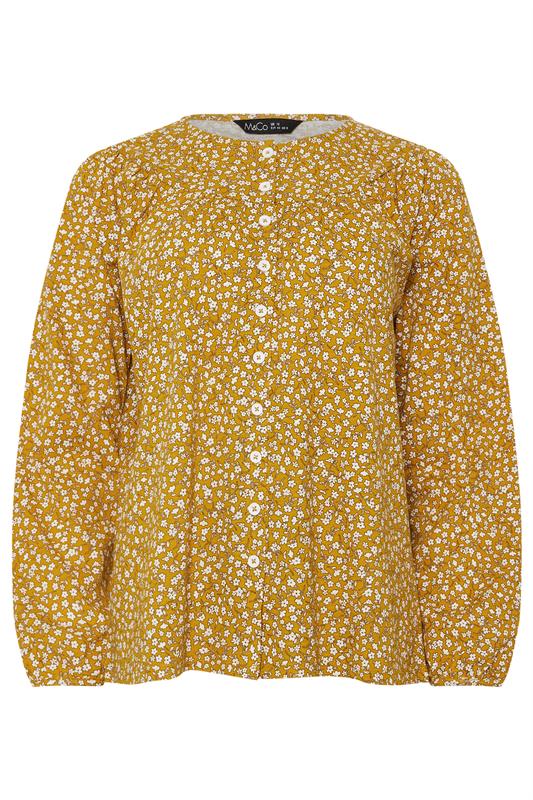 M&Co Mustard Yellow Floral Print Cotton Blouse | M&Co 6
