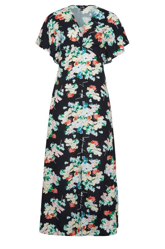 LTS Tall Women's Black Floral Print Split Front Midaxi Dress | Long Tall Sally 6