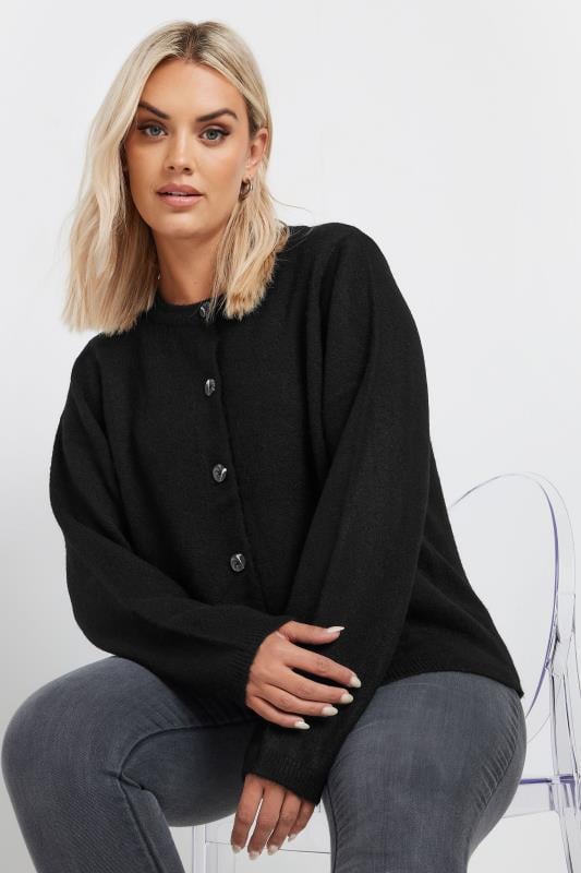 YOURS Plus Size Black Button Through Cardigan Yours Clothing