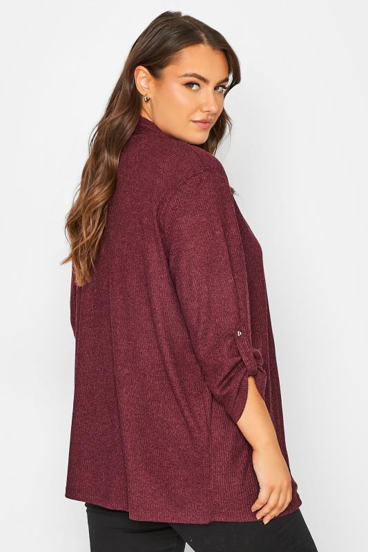 Curve Plus Size Womens Burgundy Red Knit Cardigan | Yours Clothing 3