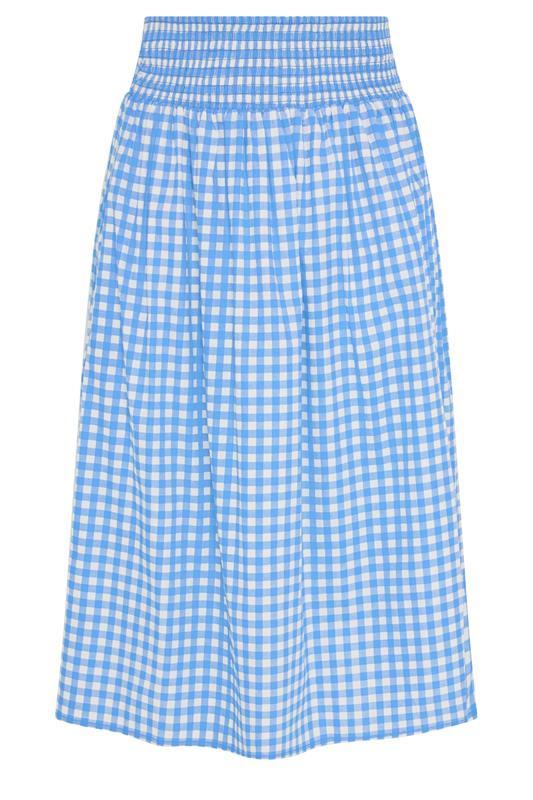 YOURS Plus Size Blue Gingham Maxi Skirt | Yours Clothing 5