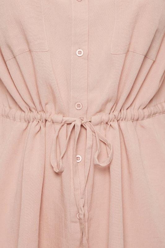 YOURS Plus Size Blush Pink Utility Tunic Linen Shirt | Yours Clothing 5