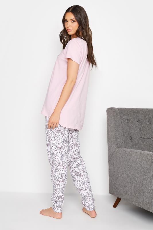 LTS Tall Women'a Pink 'Amour' Slogan Paisley Print Pyjama Set | Long Tall Sally  3