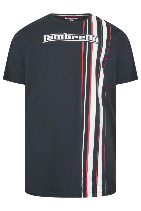  LAMBRETTA Big & Tall Navy Blue Stripe T-Shirt