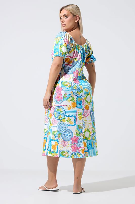 LIMITED COLLECTION Plus Size White Mixed Postcard Dress | Yours Clothing 2