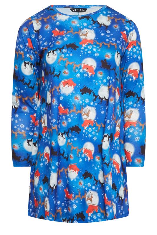 YOURS Plus Size Blue Christmas Night Print Tunic Top | Yours Clothing 6