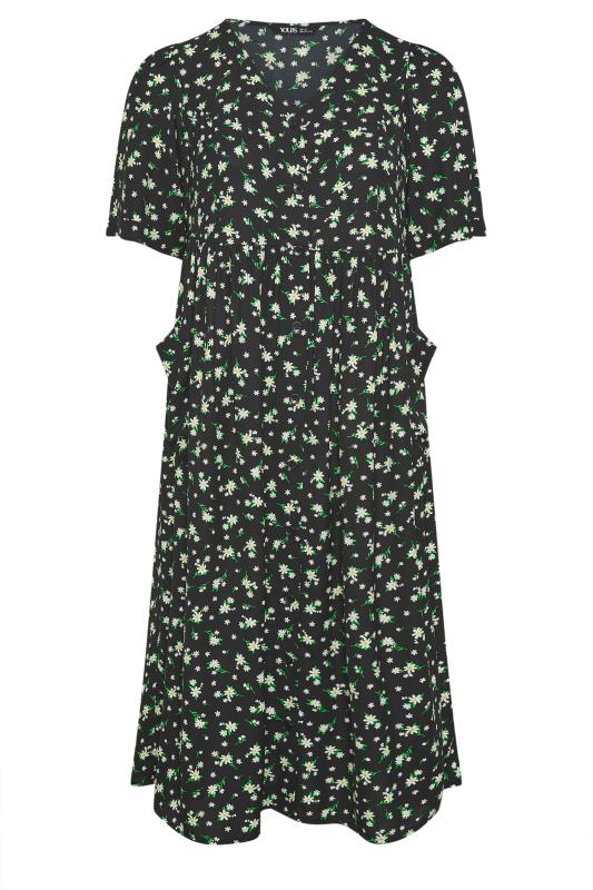 YOURS Curve Black Daisy Print Smock Midaxi Dress | Yours Clothing 5
