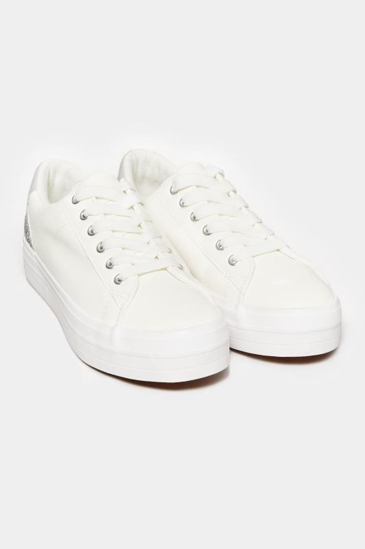 White Glitter Detail Trainers In Extra Wide EEE Fit 2