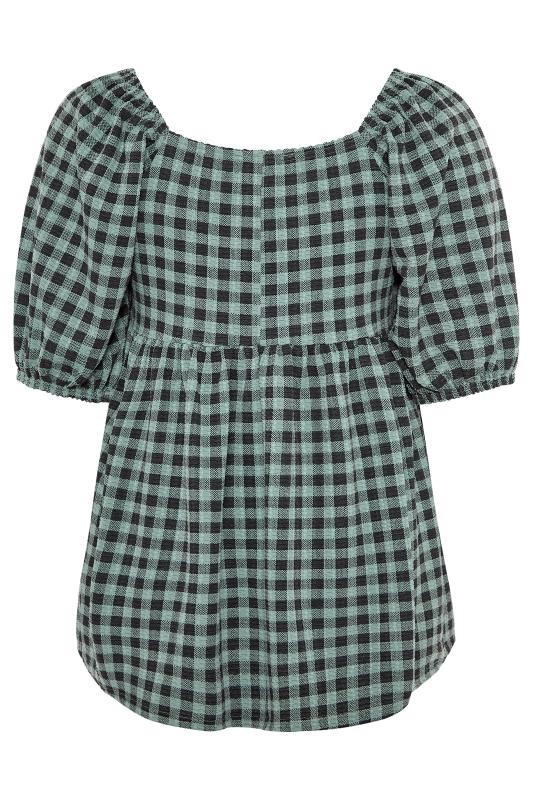 LIMITED COLLECTION Curve Green Gingham Square Neck Milkmaid Top 7