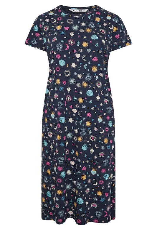 YOURS Plus Size Navy Blue Celestial Midaxi Nightdress | Yours Clothing 5