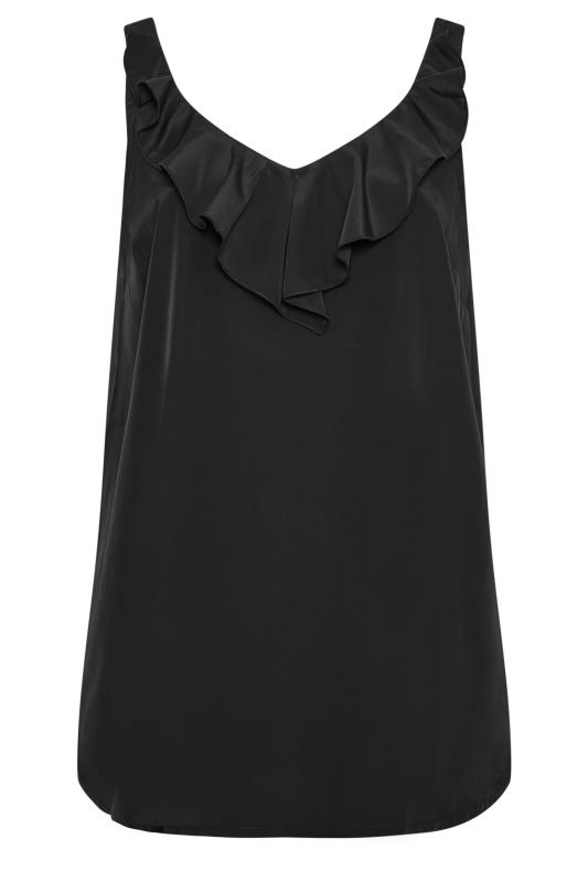 YOURS LONDON Plus Size Curve Black Ruffle V-Neck Vest Top | Yours Clothing  6