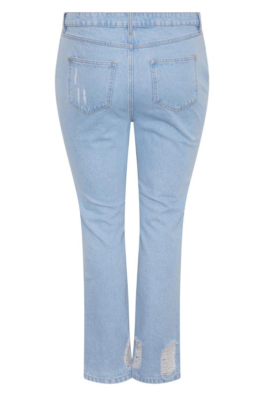 Plus Size Light Blue Ripped Hem Straight Leg Jeans | Yours Clothing 5