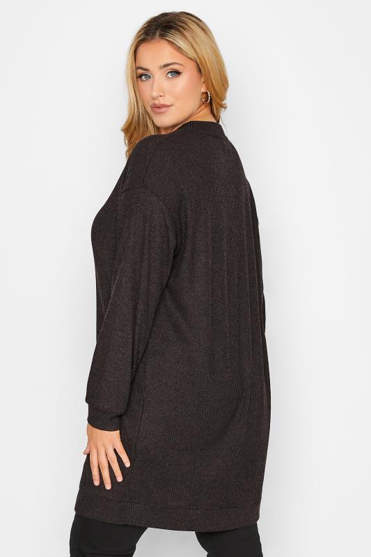 Curve Plus Size Charcoal Grey Ribbed Long Sleeve Jumper | Yours Clothing 4
