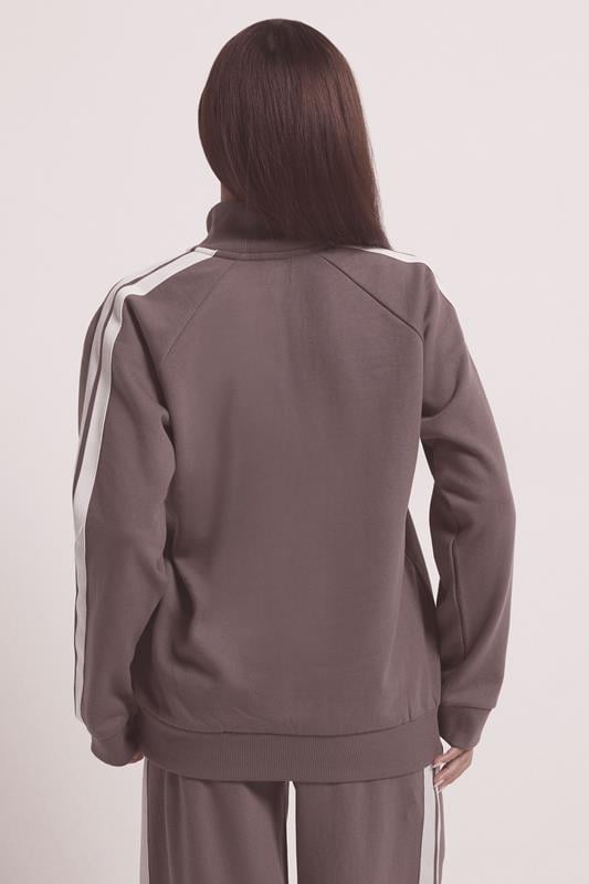 PixieGirl Petite Women's Purple Stripe Quarter Zip Sweatshirt | PixieGirl 4