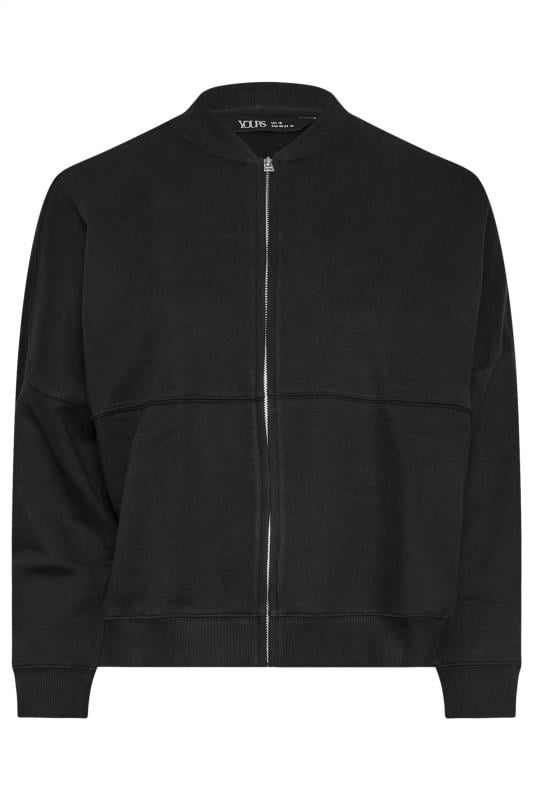 YOURS Plus Size Black Oversized Sweat Bomber Jacket | Yours Clothing 7