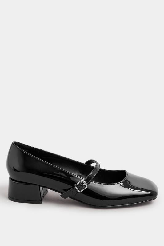 Black Patent Mary Jane Block Heels In Extra Wide EEE Fit | Yours Clothing  3