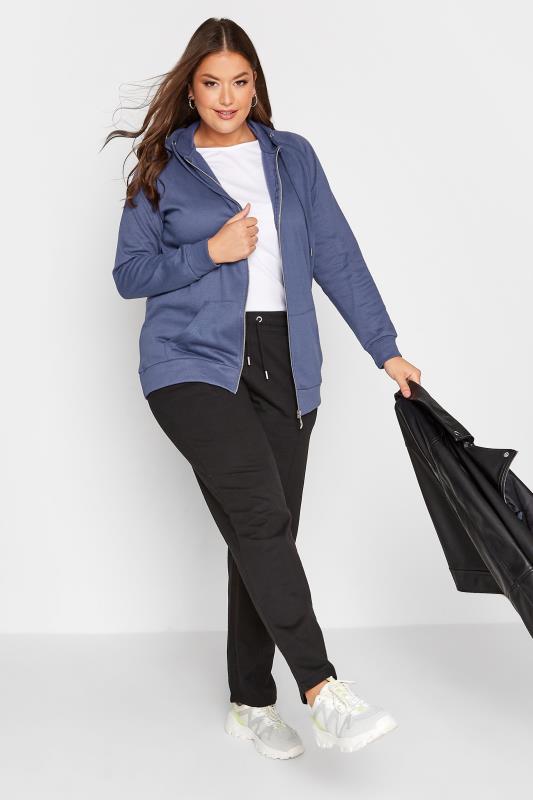 Plus Size Blue Zip Hoodie | Yours Clothing 2