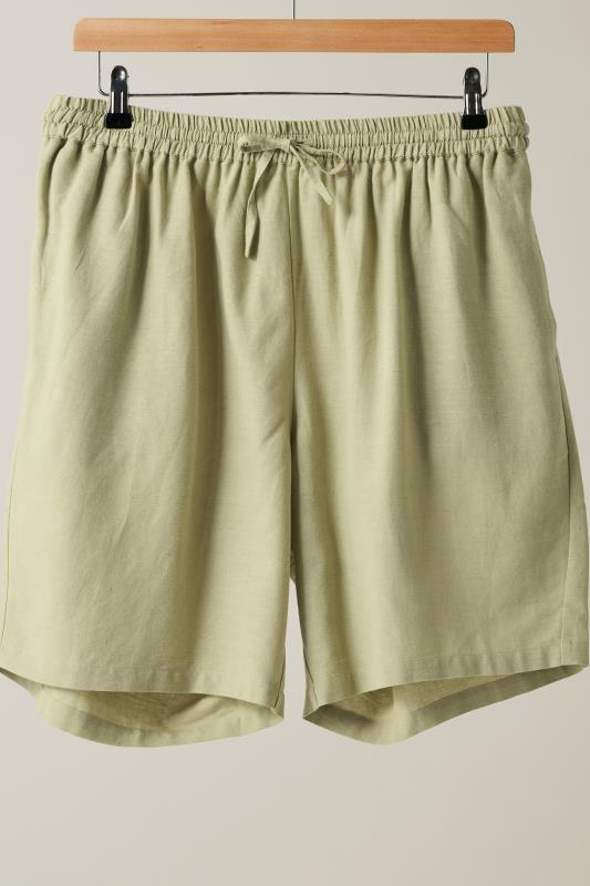 EVANS Plus Size Khaki Green Linen Shorts | Evans 5