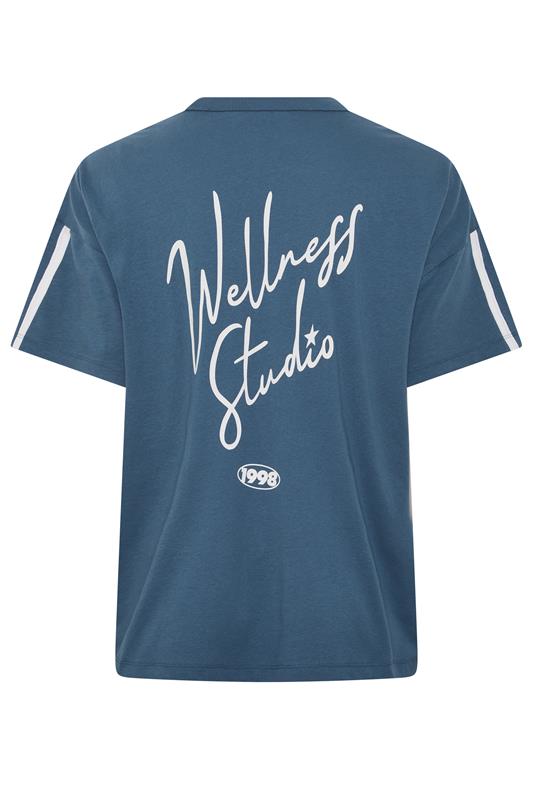 YOURS ACTIVE Plus Size Blue 'Wellness Studio' T-Shirt | Yours Clothing 9