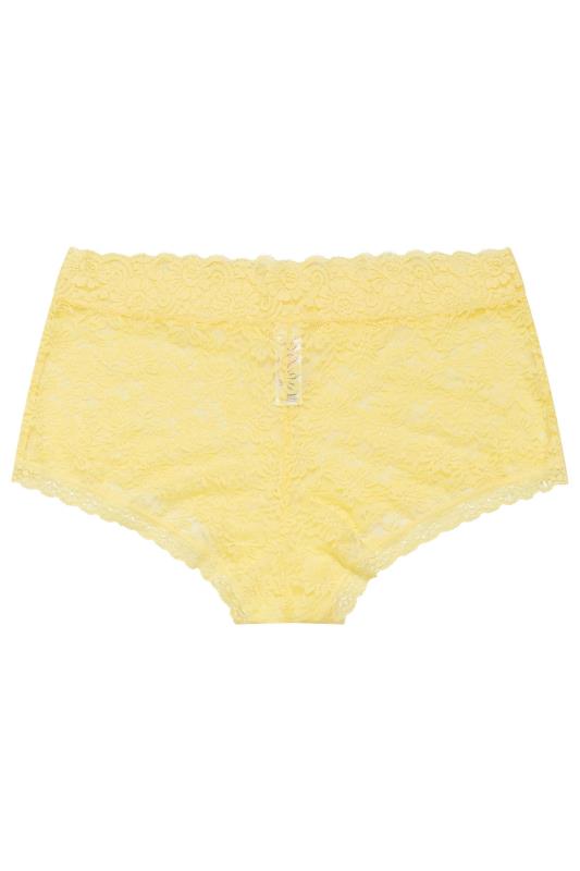 YOURS Curve Yellow Floral Lace Shorts | Yours Clothing 5
