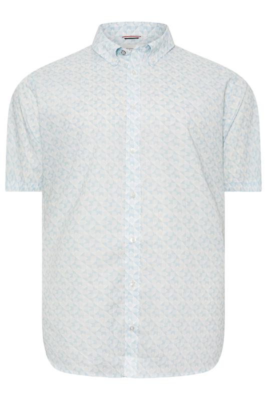 BEN SHERMAN Big & Tall White Geometric Print Short Sleeve Shirt | BadRhino 3