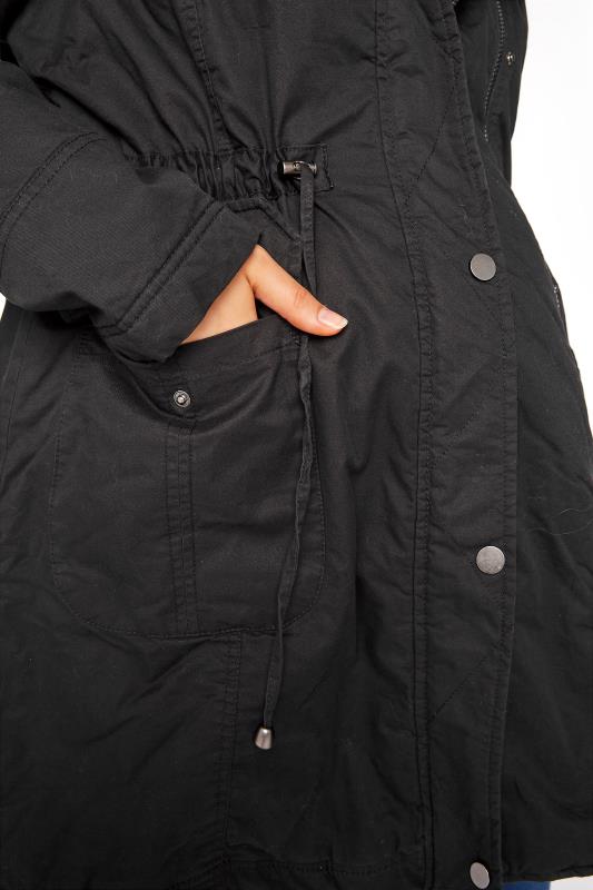 Plus Size BUMP IT UP MATERNITY Black Double Zip Parka | Yours Clothing 6