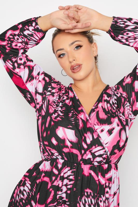 LIMITED COLLECTION Plus Size Black Butterfly Print Wrap Top | Yours Clothing 4