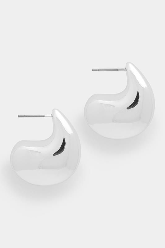  Silver Tone Polished Half Hoop Earrings
