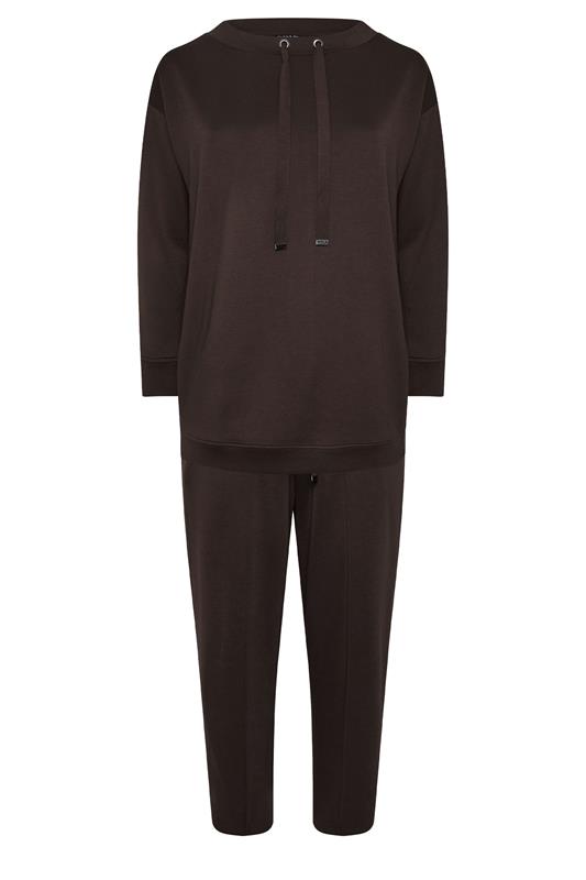 EVANS chocoladebruine set luxe sweatshirt en joggingbroek 