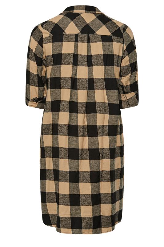 Plus Size Beige Brown Check Longline Shirt | Yours Clothing 8