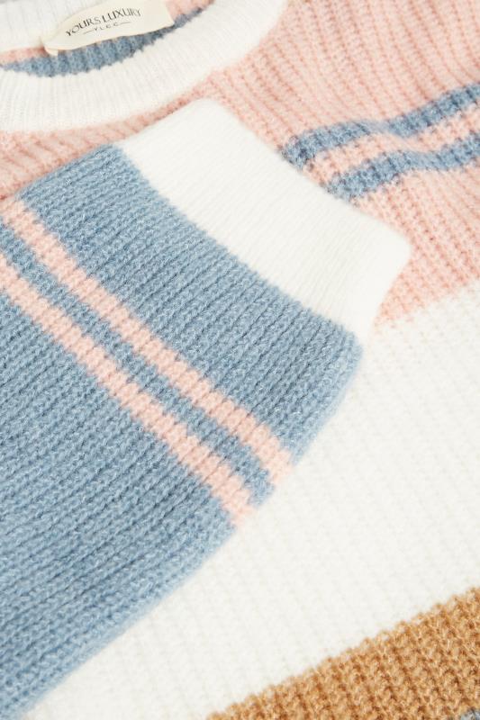 YOURS LUXURY Plus Size Blue & Pink Stripe Longline Jumper | Yours Clothing 9