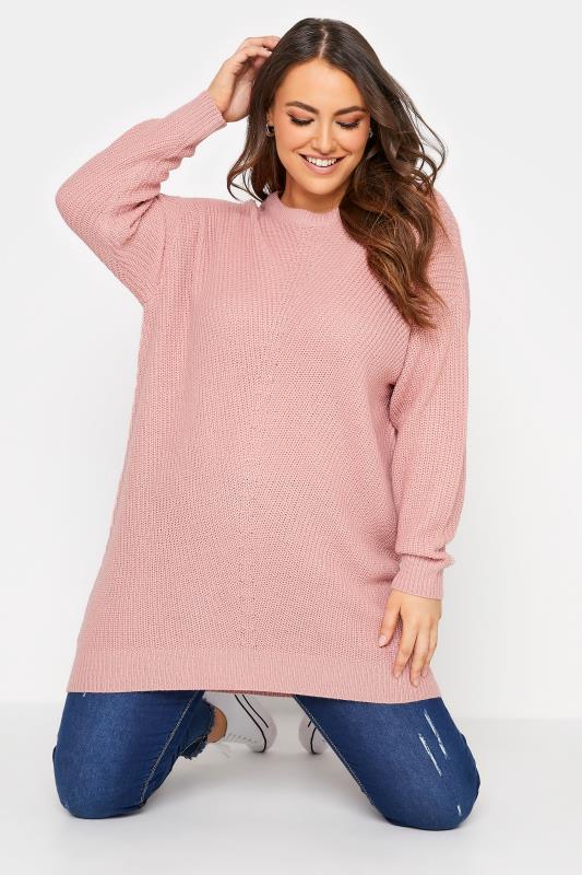  Tallas Grandes Pink Chunky Knitted Jumper